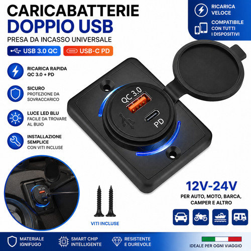 Presa usb accendisigari 12v - presa,