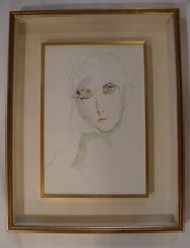 ERNESTO TRECCANI ACQUARELLO VISO 25x35 PIU' CORNICE CON CERTIFICATO