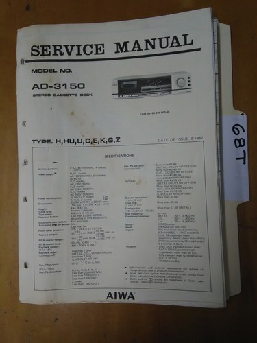 Aiwa 3150 manuale di - aiwa, ad-3150