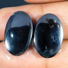 28.25Cts. Naturale Fantastico Ematite Matched Paio Ovale Cabochon Loose Pietra