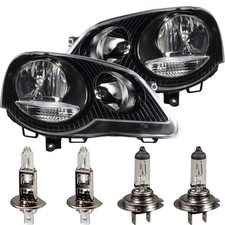 Set Di Fari Per VW Polo 9N3 Anno 05-09 Nero Inclusi Philips H7+H1+