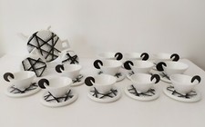 ♥ SERVIZIO CAFFè THE 6+6 IN CERAMICA MAS VINTAGE MEMPHIS STYLE DESIGN CASTALDI