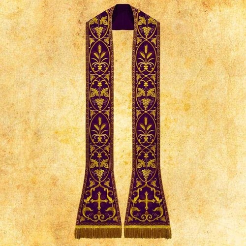 Stola romana ricamata viola