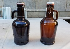 2 bottiglioni in vetro ambrato vintage, tappo ermetico – perfetti per birra vino