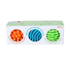 3 PALLINE SENSORIALI 100% silicone di grado alimentare SONORO tattile FAT BRAIN 