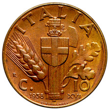 Italia centesimi 1938 regno - 10,