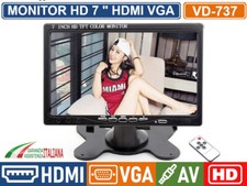 MONITOR TFT LED 7" POLLICI CON TELECOMANDO HDMI VGA DOPPIO INGRESSO AV1 - AV2