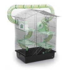Gabbia per Roditori CH3 XXL Accessori Tunnelsystem Cromo Nero Verde Topo Criceto