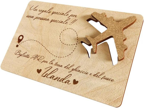 Biglietto aereo legno - 3d, in