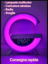 Lampada da tavolo LED atmosfera multicolore cassa bluetooth caricatore wireless