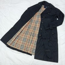 BURBERRY LONDON Trench Coat Nero Nova Check Cintura Taglia 38 Made in Japan