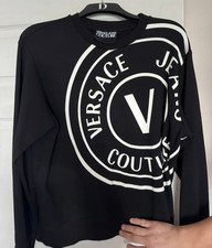 Felpa VERSACE JEANS COUTURE uomo taglia M emblema a V stampa logo cotone nero