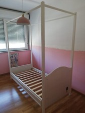 Letto singolo a baldacchino, Maisons du Monde, bianco, usato pochissimo