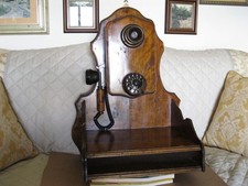 Telefono a parete vintage stile old America in legno perfettamente funzionante