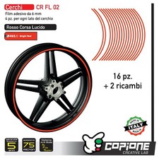 Strisce adesive nastro ruote moto ROSSO LUCIDO 6 mm cerchi 13 14 15 16 17 19 21