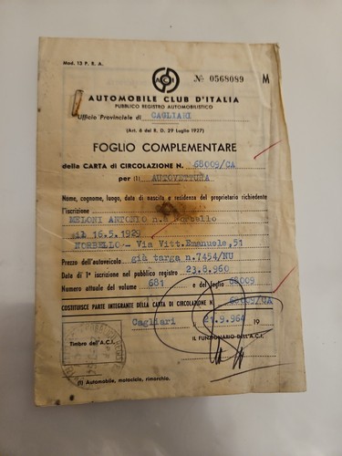 Vintage foglio - a.c.i.,