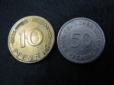Monete Lotto 10 Pfennig e 50 Pfennig (F)-Moneta tedesca-Germania-1949