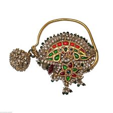 (0733) Anello Naso Tamil Nadu, Oro 22k-Perle di Basra e Vetro Colorato