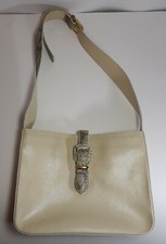 Borsa Vintage Firmata Originale UNGARO Made in Italy Tracolla Ecopelle Beige
