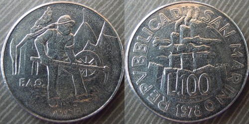 San marino 100 lire 1978 - marino, #
