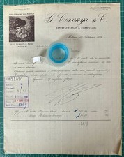 Rara Fattura Vino Marsala G.CORVAYA & C.-Milano 1908