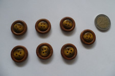 7 BOTTONI 4 FORI BORDO BASE LEGNO - RESINA SENAPE SFUMATO 2,2 CM CAPPOTTO GIACCA