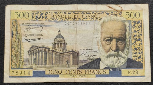 Francia 500 franchi - 500, 04/03/1954