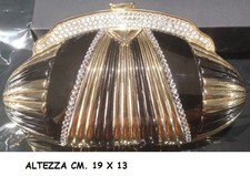 Pochette donna da sera con tracolla in metallo e strass mai usata