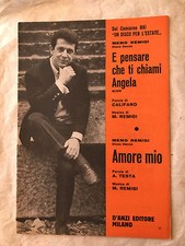 SPARTITO MUSICALE E PENSARE CHE TI CHIAMI ANGELA AMORE MIO MEMO REMIGI 1967 POP