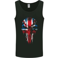 Union Jack Bandiera Teschio Palestra Mma Biker Bretagna Uomo Canotta Maglia