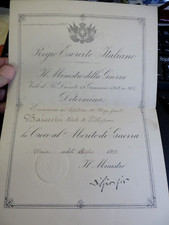 1924 - DIPLOMA R. ESERCITO CROCE AL MERITO DI GUERRA CAPITANO 119° RGT FANTERIA