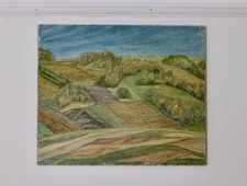 Olio su tela originale svedese - "Veduta" XI di Alvar Andersson (1976)