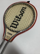 Racchetta vintage Wilson T 2000 in acciaio, 4 1/2, coperchio, incordata, ottime condizioni