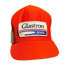 Vintage Glastron Boats Snapback Trucker Hat Orange White Mesh Patch Made In USA