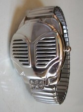 Orologio da polso uomo maschera uomo casual finitura argento cinturino elastico quadrante aperto moda