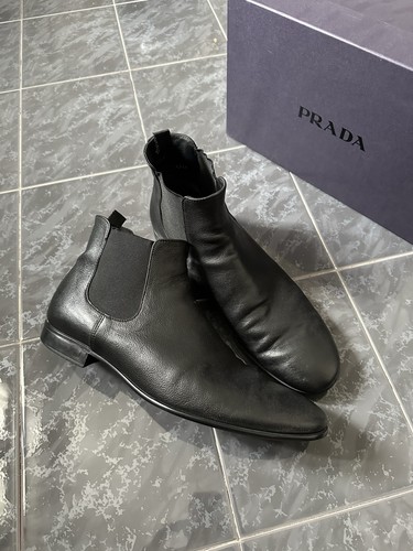 Prada black leather chelsea - prada,