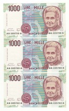 1000 LIRE MONTESSORI  PRIMA SERIE TRIPLA LETTERA  A. AAA   EMISSIONE 1995 FDS