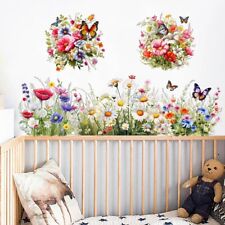 Adesivi Murali Fiori Farfalla Rimovibili PVC Nursery Art Decalcomania Murale Decorazione Casa