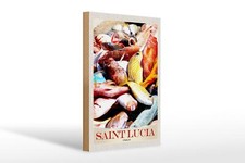 Targa in legno viaggio 20x30 cm Santa Lucia Italia Europa Pesci insegna wood sign