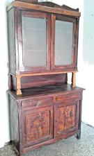 1 Rara pregiata credenza piattaia antica 800 ottocento legno massello intarsiata