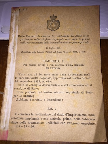 Regio decreto rest - decreto, dazio
