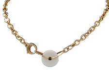 Collana catena GUESS argento 925 onice bianca placcata oro lucido NE2930