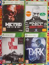 XBOX 360 LOTTO 4 GIOCHI METRO 2033+SPLINTER CELL DOUBLE AGENT+THE EVIL WITH+DARK
