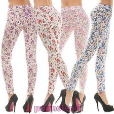 Leggings donna pantaloni fiori pantacollant fuseaux tapestry nuovi Q-8170