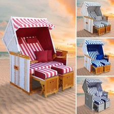 BRAST® Cestino da spiaggia Norderney Deluxe per 2 persone | 120 cm di larghezza | Sdraio completo