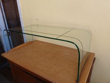 TAVOLINO DA SALOTTO IN CRISTALLO VETRO CURVATO MOLATO ANNI '80 COFFE TABLE 109cm
