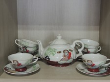 Set da tè giapponese inizio XX secolo, teiera + 6 tazze con piatti