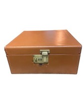 Scatola kit bar da viaggio bottiglia liquore chiusura pelle marrone vintage INDOSSATA LAVORA INVECCHIATO