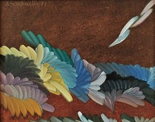 Dipinto olio astratto moderno originale piante arte giardino piante rampicanti foglie