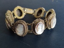 Bracciale Vintage Giuseppe Mandile Intagliato Abalone Madreperla Cammeo Italia